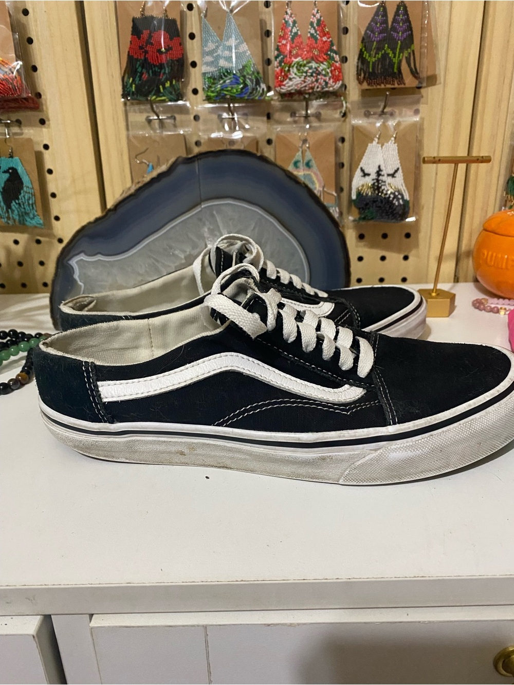 Vans Black and White Low-Top Skate Sneakers